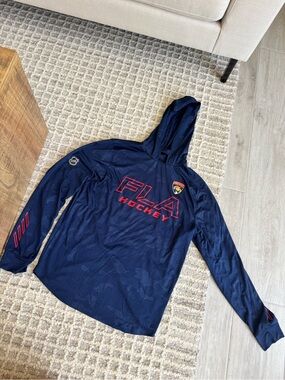 FLA Panthers Hockey Navy Hoodie with Red Accents